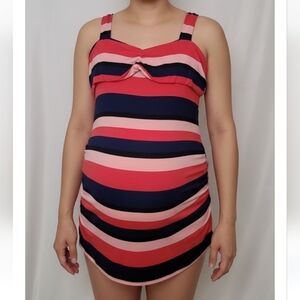 Red Multi-Stripe Maternity Dress